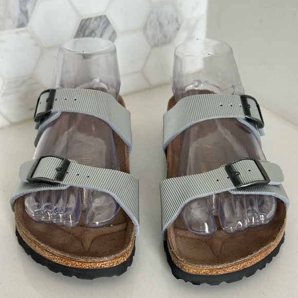 Papillio by Birkenstock Arizona Flex Silver Ribbed Metallic EU 36 US 5-5.5 N - Picture 3 of 8